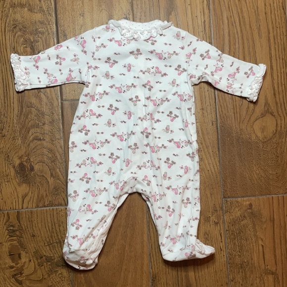 Little Me | Long Sleeve Footed One-Piece | Bird & Flower | Infant Girls | 3 M - Picture 6 of 6